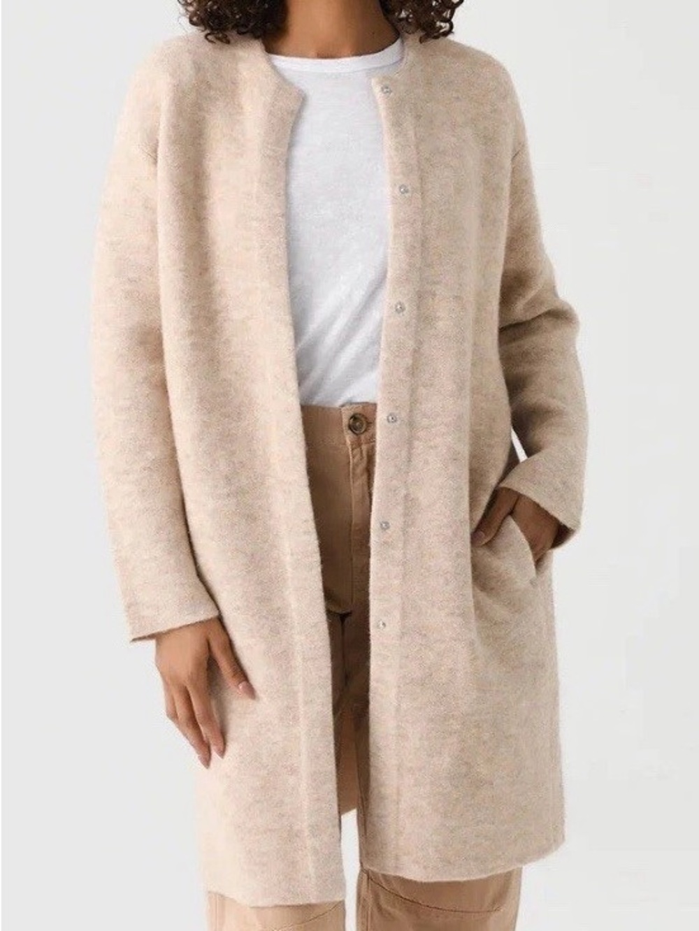 Vince M Medium Soft Sculpted Cardigan Car Coat Cream Wool Alpaca Blend